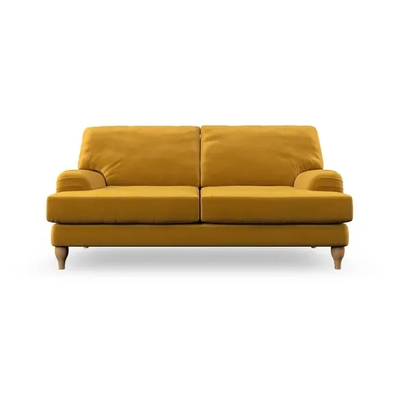 3-Seater Sofa with Bandaged Arms - Amber Gold, Velvet