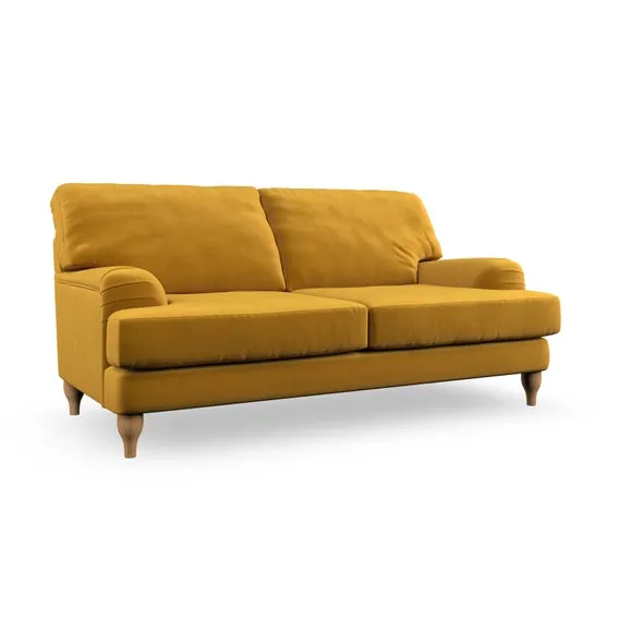3-Seater Sofa with Bandaged Arms - Amber Gold, Velvet