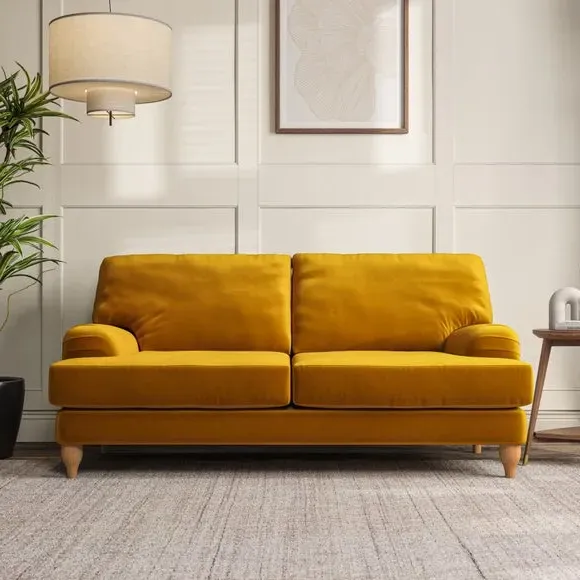 3-Seater Sofa with Bandaged Arms - Amber Gold, Velvet image