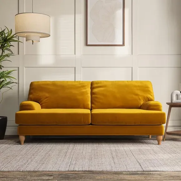 3-Seater Sofa with Bandaged Arms - Amber Gold image