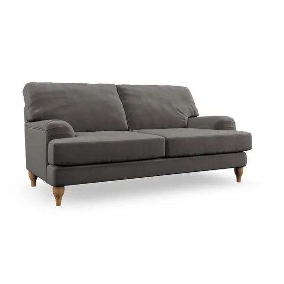 3-Seater Sofa with Bandaged Arms - Charcoal, Velvet