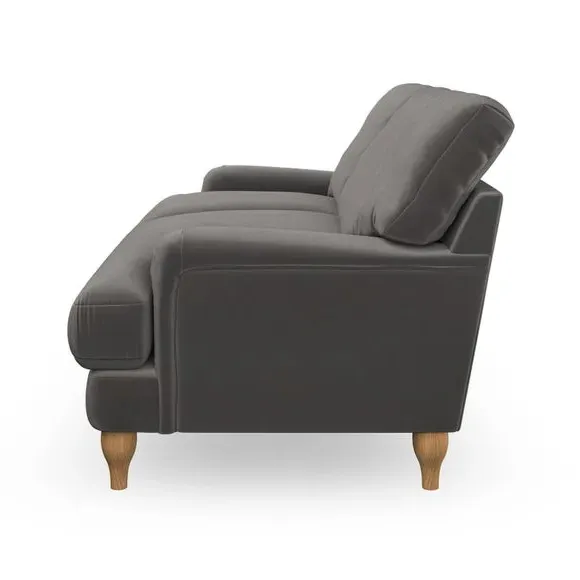 3-Seater Sofa with Bandaged Arms - Charcoal, Velvet