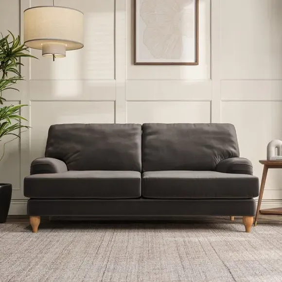 3-Seater Sofa with Bandaged Arms - Charcoal, Velvet