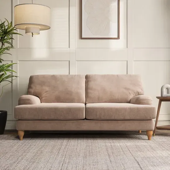 3-Seater Sofa with Bandaged Arms - Natural, Velvet