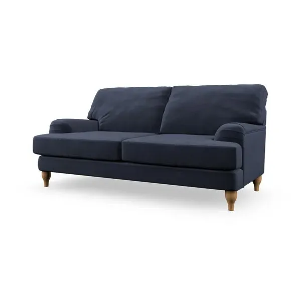3-Seater Sofa with Bandaged Arms - Navy, Velvet