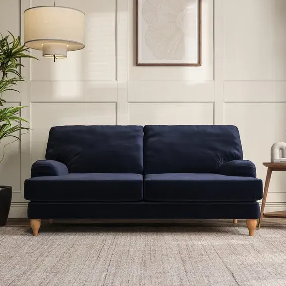 3-Seater Sofa with Bandaged Arms - Navy, Velvet