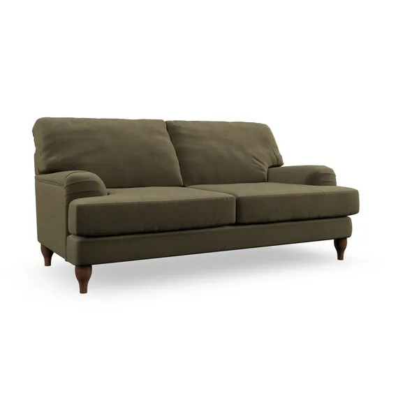 3-Seater Sofa with Bandaged Arms - Olive, Velvet