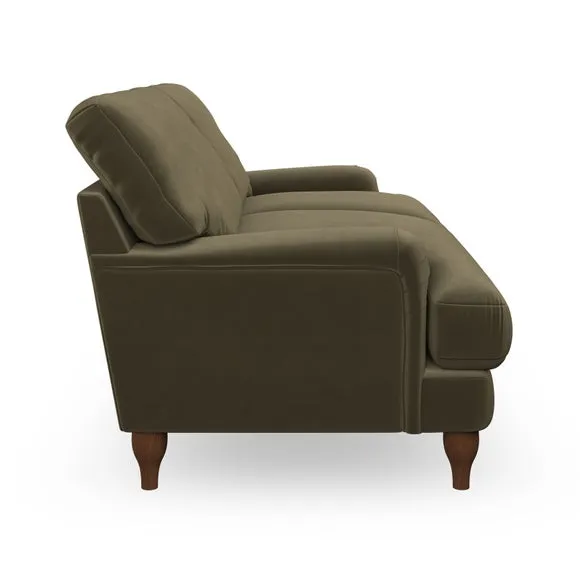 3-Seater Sofa with Bandaged Arms - Olive, Velvet