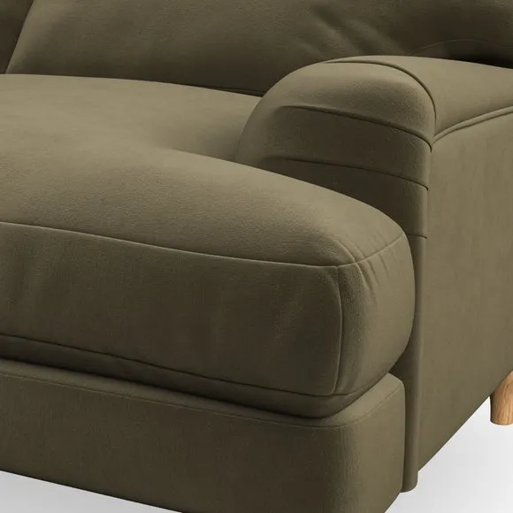 3-Seater Sofa with Bandaged Arms - Olive, Velvet