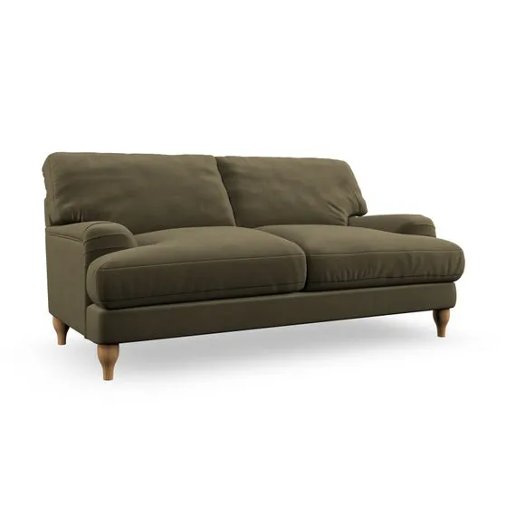 3-Seater Sofa with Bandaged Arms - Olive, Velvet