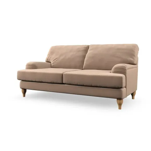3-Seater Sofa with Bandaged Arms - Taupe, Velvet