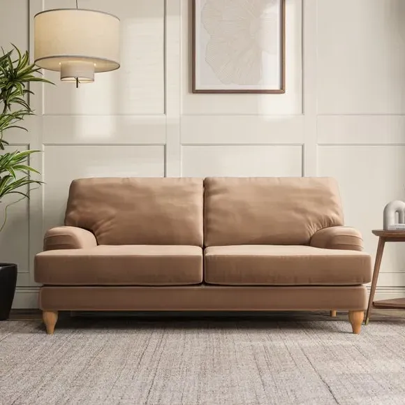 3-Seater Sofa with Bandaged Arms - Taupe, Velvet