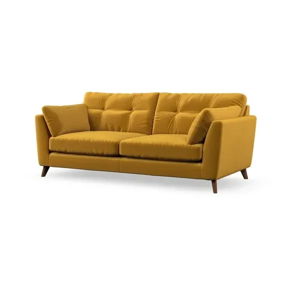 3-Seater Sofa with Button Details - Amber