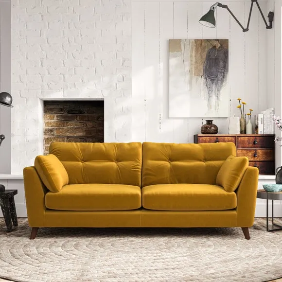 3-Seater Sofa with Button Details - Amber image