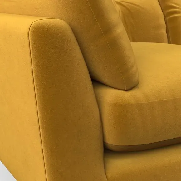 3-Seater Sofa with Button Details - Amber Gold