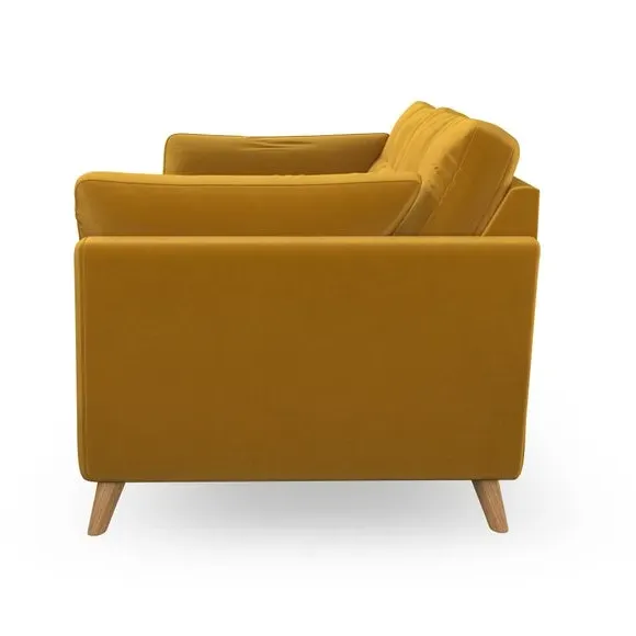 3-Seater Sofa with Button Details - Amber Gold