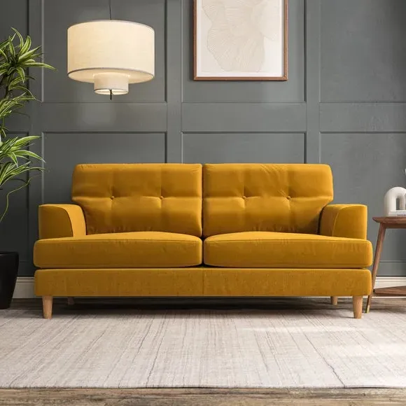 3-Seater Sofa with Button Details - Amber image