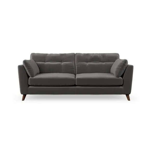 3-Seater Sofa with Button Details - Charcoal