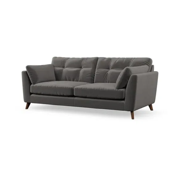 3-Seater Sofa with Button Details - Charcoal