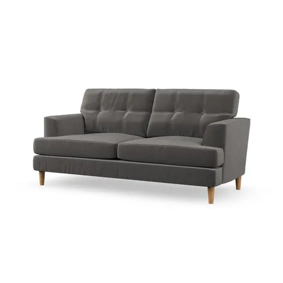 3-Seater Sofa with Button Details - Charcoal
