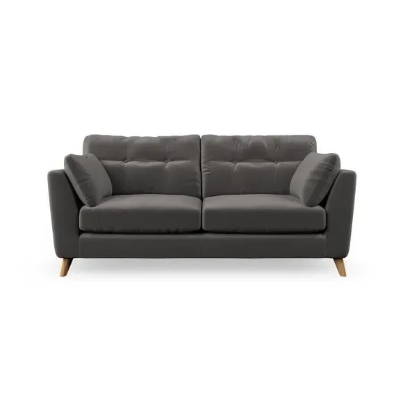 3-Seater Sofa with Button Details - Charcoal