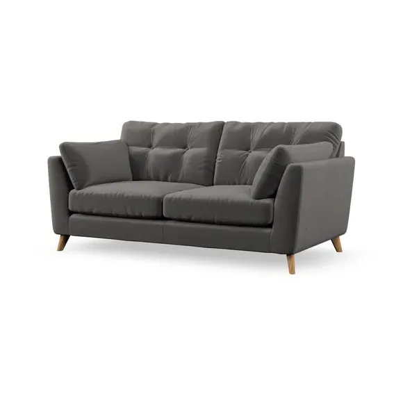 3-Seater Sofa with Button Details - Charcoal