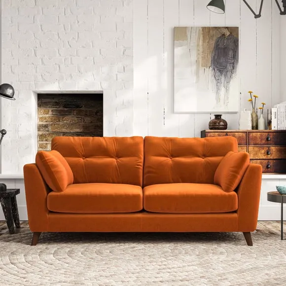 3-Seater Sofa with Button Details - Ginger