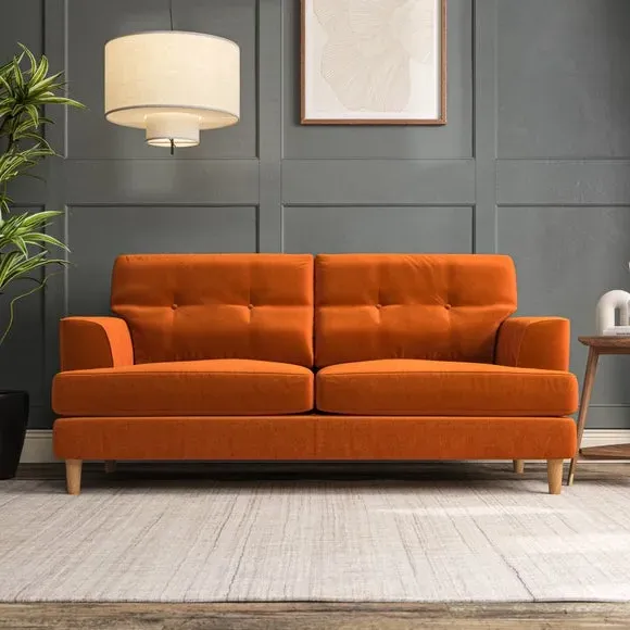 3-Seater Sofa with Button Details - Ginger