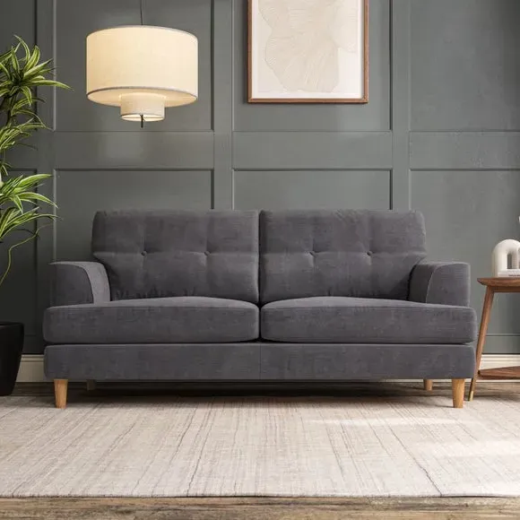 3-Seater Sofa with Button Details - Grey