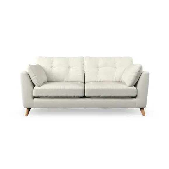 3-Seater Sofa with Button Details - Ivory