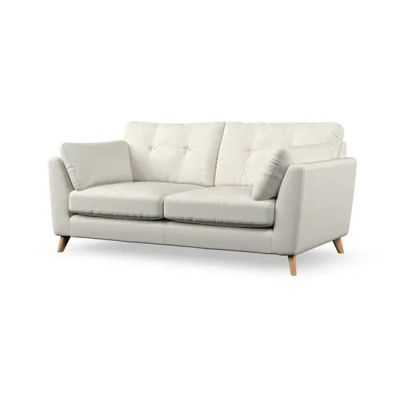 3-Seater Sofa with Button Details - Ivory