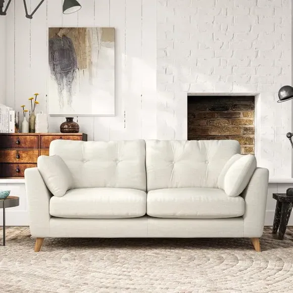 3-Seater Sofa with Button Details - Ivory