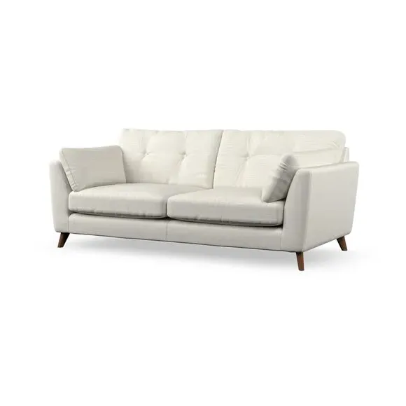 3-Seater Sofa with Button Details - Ivory