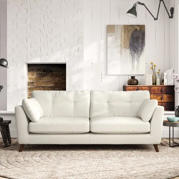 3-Seater Sofa with Button Details - Ivory