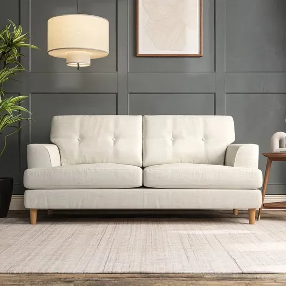 3-Seater Sofa with Button Details - Ivory