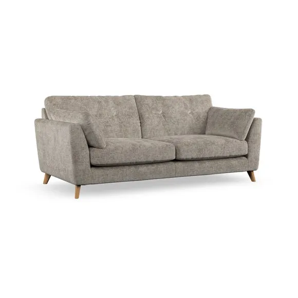 3-Seater Sofa with Button Details - Mushroom