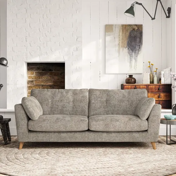 3-Seater Sofa with Button Details - Mushroom