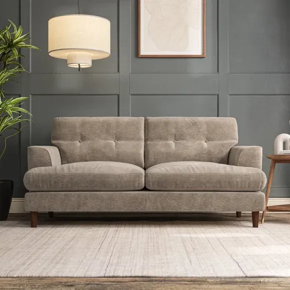 3-Seater Sofa with Button Details - Mushroom