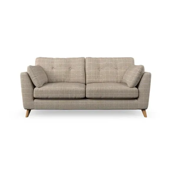 3-Seater Sofa with Button Details - Natural