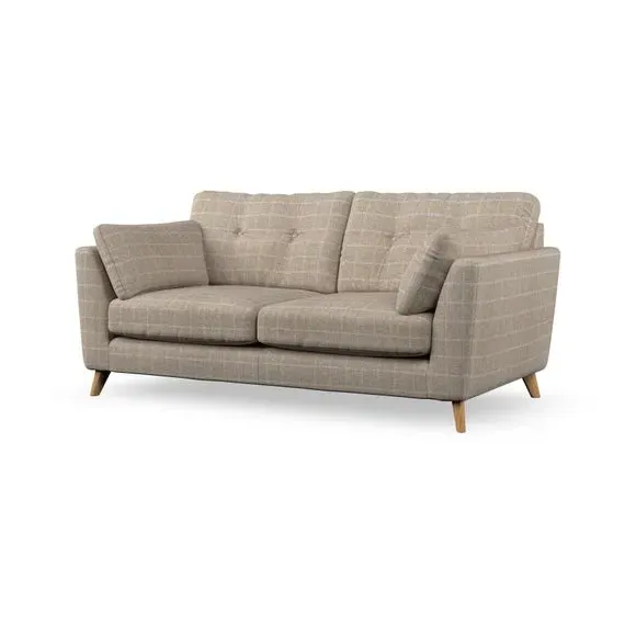 3-Seater Sofa with Button Details - Natural