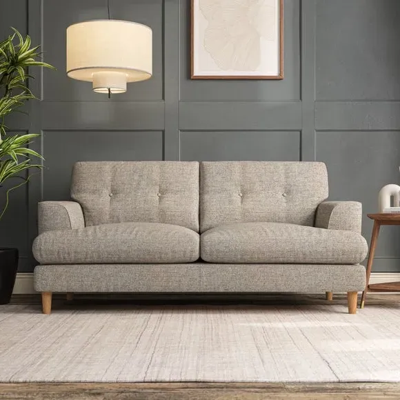 3-Seater Sofa with Button Details - Natural