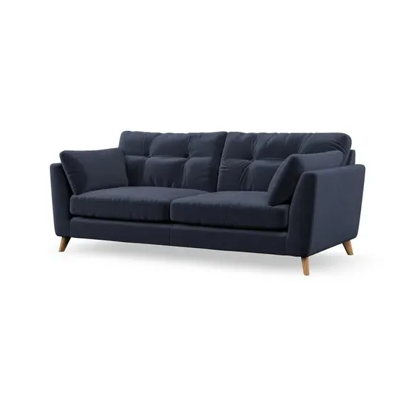 3-Seater Sofa with Button Details - Navy