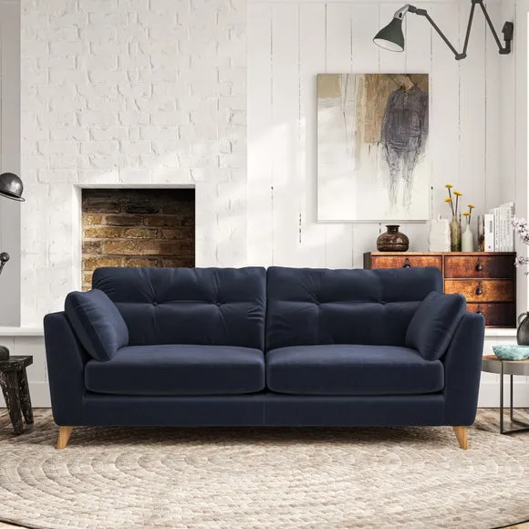 3-Seater Sofa with Button Details - Navy