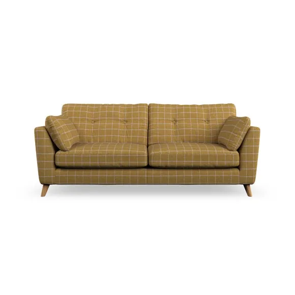 3-Seater Sofa with Button Details - Ochre