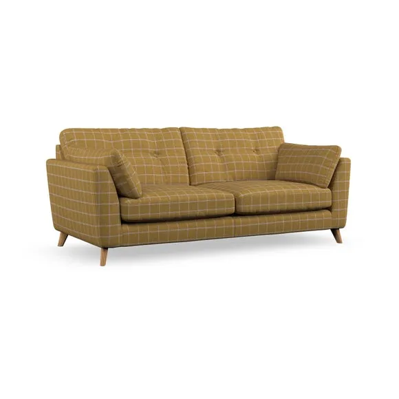 3-Seater Sofa with Button Details - Ochre