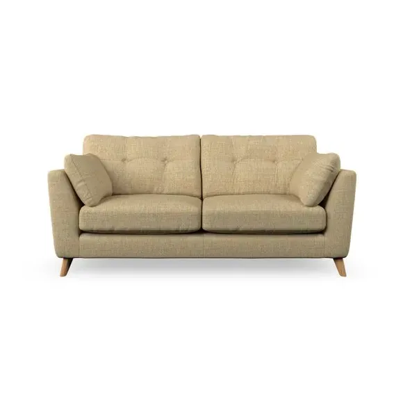 3-Seater Sofa with Button Details - Ochre