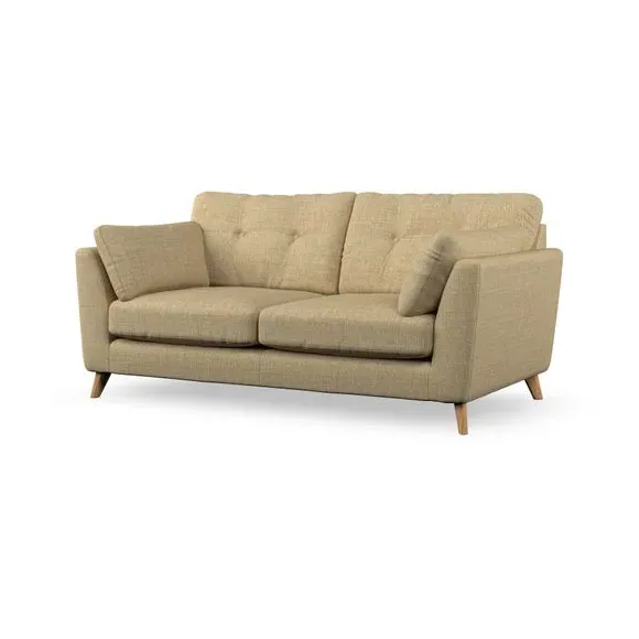 3-Seater Sofa with Button Details - Ochre