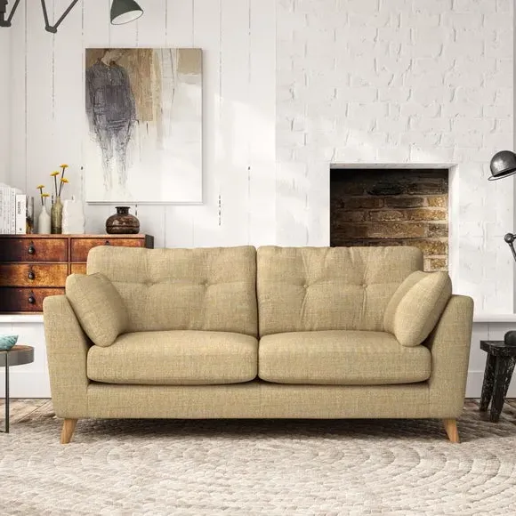 3-Seater Sofa with Button Details - Ochre