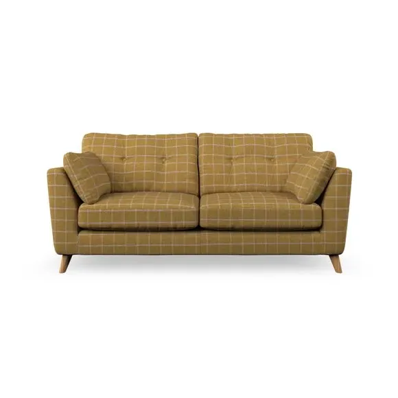 3-Seater Sofa with Button Details - Ochre