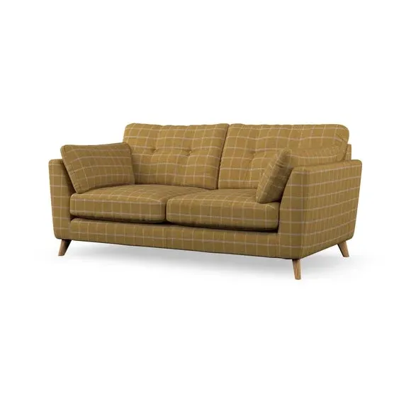 3-Seater Sofa with Button Details - Ochre